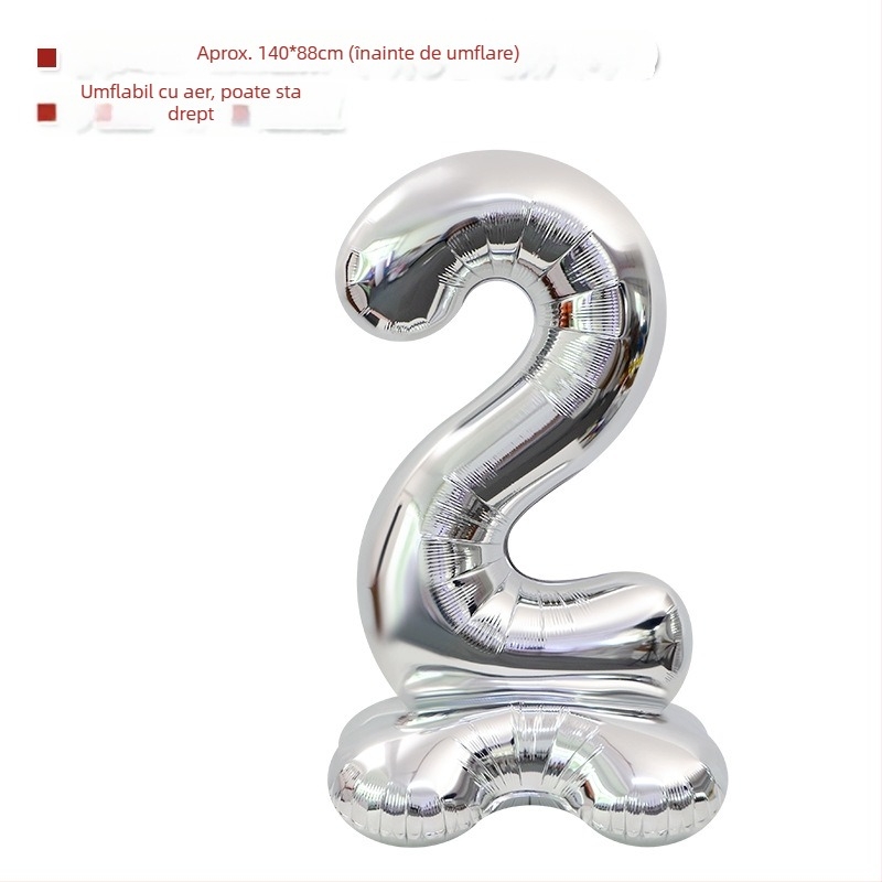 Balon cu număr 2026, 3D, stand înalt – balon din folie de aluminiu, formă de cifră, imprimarea siglei nu este posibilă