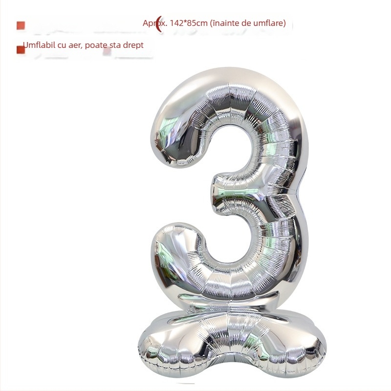 Balon cu număr 2026, 3D, stand înalt – balon din folie de aluminiu, formă de cifră, imprimarea siglei nu este posibilă