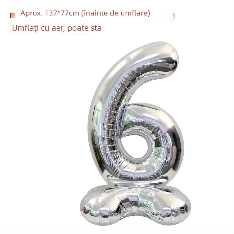 Balon cu număr 2026, 3D, stand înalt – balon din folie de aluminiu, formă de cifră, imprimarea siglei nu este posibilă