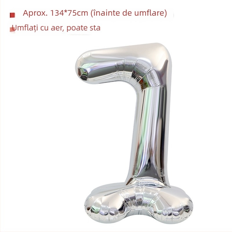 Balon cu număr 2026, 3D, stand înalt – balon din folie de aluminiu, formă de cifră, imprimarea siglei nu este posibilă