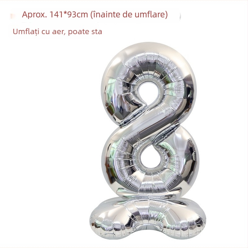 Balon cu număr 2026, 3D, stand înalt – balon din folie de aluminiu, formă de cifră, imprimarea siglei nu este posibilă