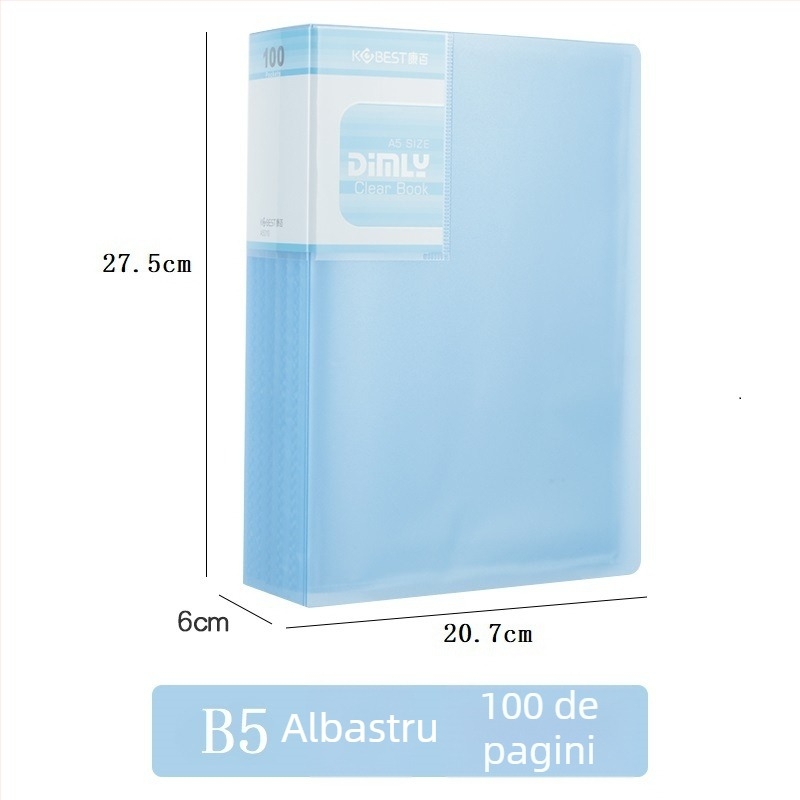Mapă PP pentru broșuri informative cu pagini interioare transparente, model A4220-4210, 20–100 pagini, grosime 2.5–6.0 cm, brand KOBEST Kangbai