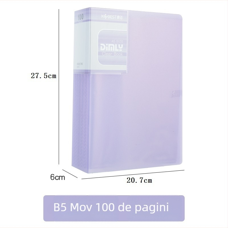 Mapă PP pentru broșuri informative cu pagini interioare transparente, model A4220-4210, 20–100 pagini, grosime 2.5–6.0 cm, brand KOBEST Kangbai