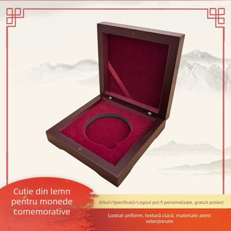 Cutie din lemn pentru insigne și monede comemorative, lemn cu densitate înaltă, gravură și logo personalizat