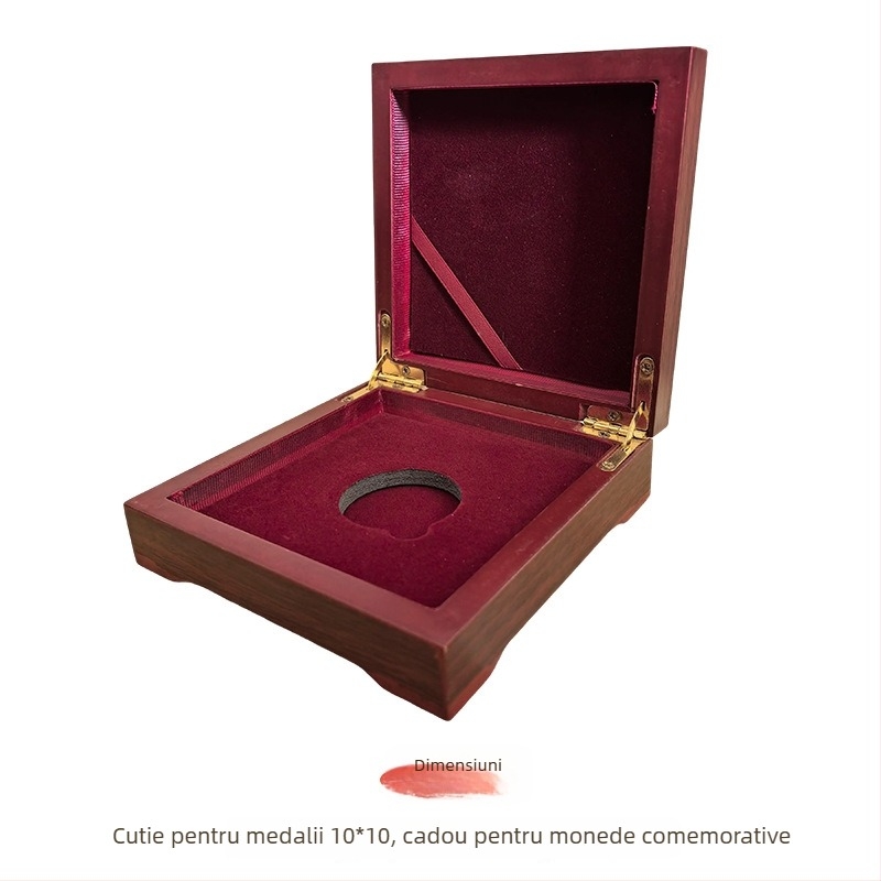 Cutie din lemn pentru insigne și monede comemorative, lemn cu densitate înaltă, gravură și logo personalizat