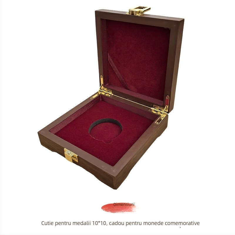 Cutie din lemn pentru insigne și monede comemorative, lemn cu densitate înaltă, gravură și logo personalizat
