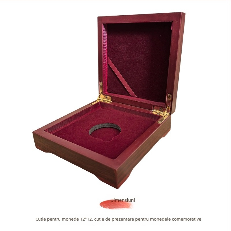 Cutie din lemn pentru insigne și monede comemorative, lemn cu densitate înaltă, gravură și logo personalizat