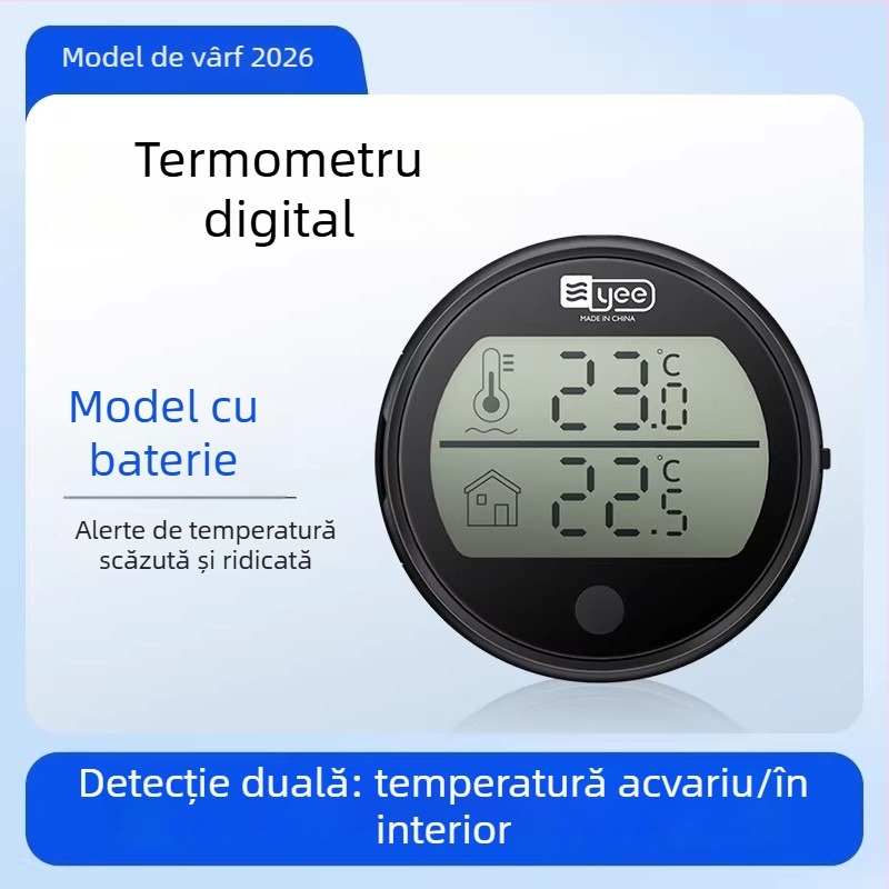 Termometru pentru acvariu, senzor electronic de înaltă precizie, senzor extern cu autocolant (ABS, model C1-1131, măsurare a temperaturii)