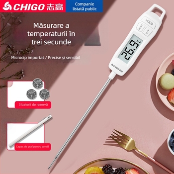 Chigo Termometru pentru alimente cu sondă electronică, pentru lichide, precizie înaltă, interval -50°C până la 300°C