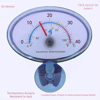 Termometru pentru acvariu - precizie înaltă, compact submersibil, impermeabil, montaj cu ventuză și adeziv
