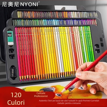 Set creioane pe bază de ulei Neoni, carcasă metalică, miez HB, ambalaj de bază, pentru pictură și desen