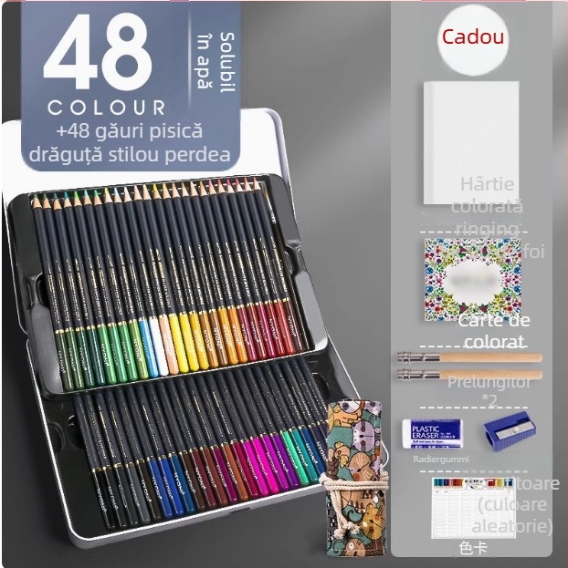 Set creioane pe bază de ulei Neoni, carcasă metalică, miez HB, ambalaj de bază, pentru pictură și desen