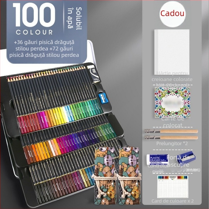 Set creioane pe bază de ulei Neoni, carcasă metalică, miez HB, ambalaj de bază, pentru pictură și desen