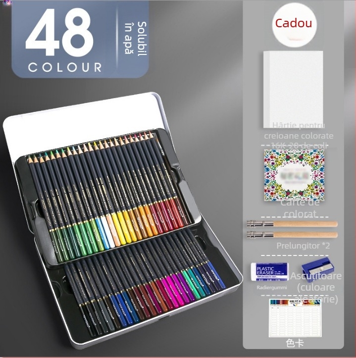 Set creioane pe bază de ulei Neoni, carcasă metalică, miez HB, ambalaj de bază, pentru pictură și desen