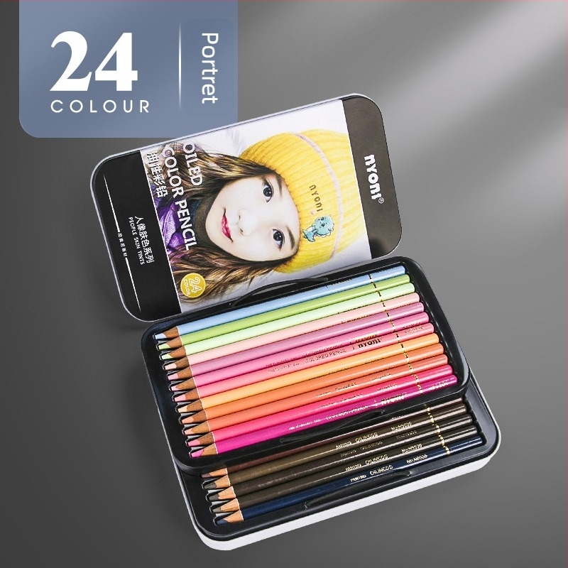 Set creioane pe bază de ulei Neoni, carcasă metalică, miez HB, ambalaj de bază, pentru pictură și desen