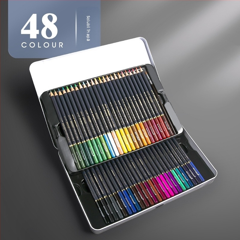 Set creioane pe bază de ulei Neoni, carcasă metalică, miez HB, ambalaj de bază, pentru pictură și desen