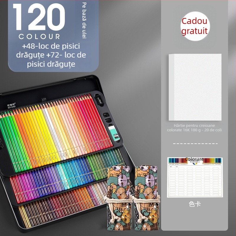 Set creioane pe bază de ulei Neoni, carcasă metalică, miez HB, ambalaj de bază, pentru pictură și desen