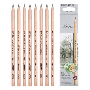 Marco 7001 set profesional de creioane pentru artă — creioane din lemn 2B și HB, grafit/cărbune, 12 buc./cutie, 240 cutii pe carton
