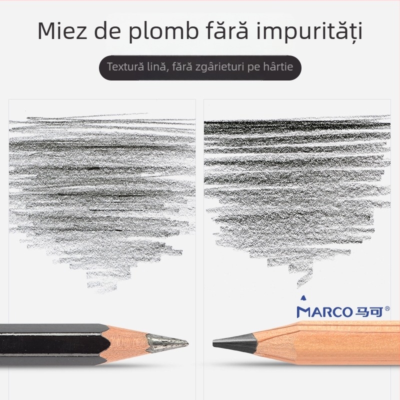 Marco 7001 set profesional de creioane pentru artă — creioane din lemn 2B și HB, grafit/cărbune, 12 buc./cutie, 240 cutii pe carton