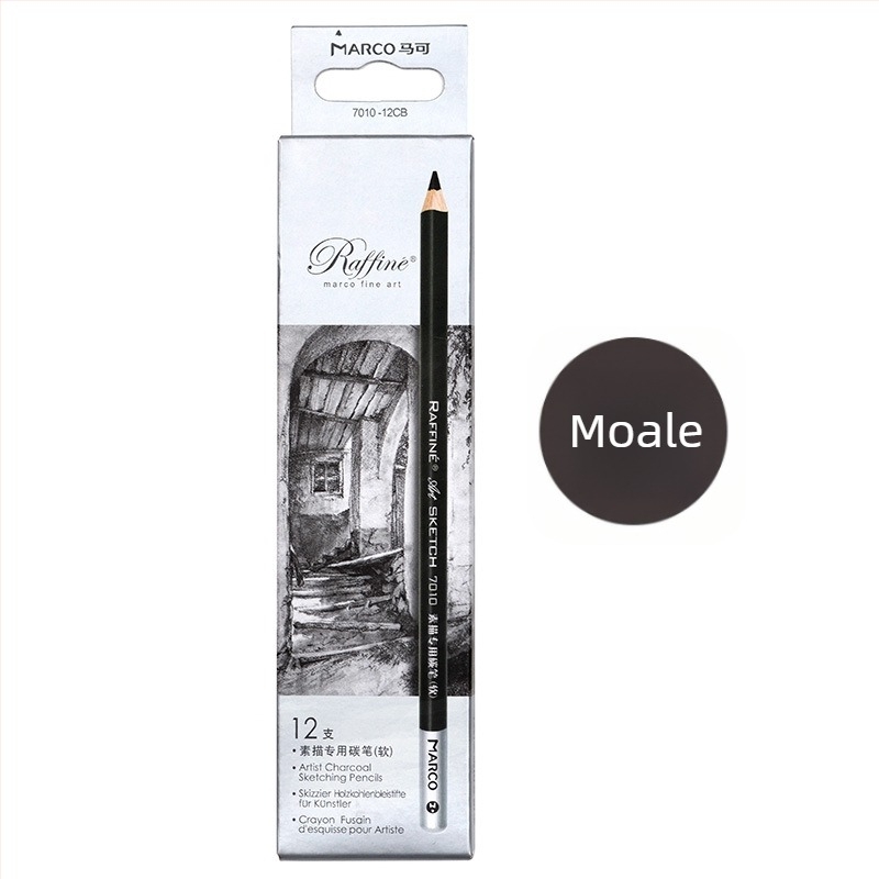 Marco 7001 set profesional de creioane pentru artă — creioane din lemn 2B și HB, grafit/cărbune, 12 buc./cutie, 240 cutii pe carton