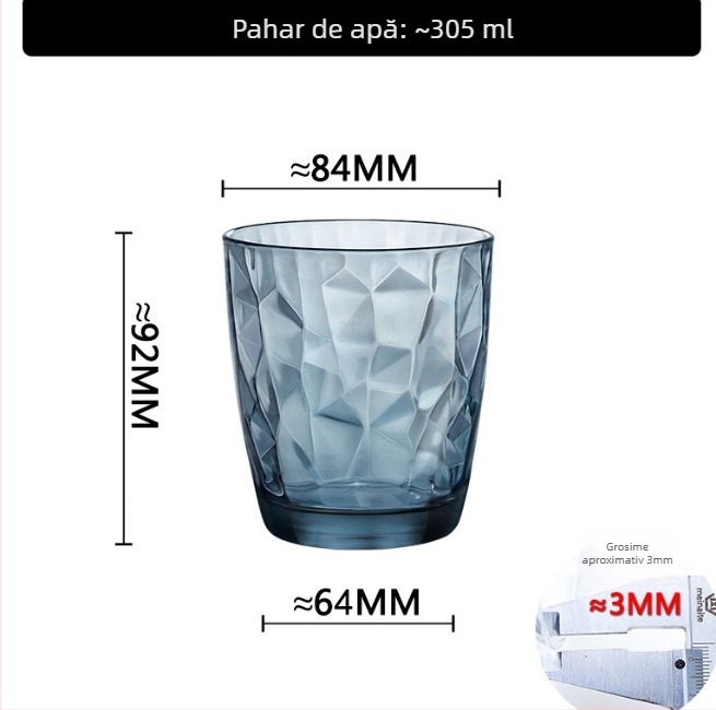 Set de pahare din sticlă soda-lime pentru periuța de dinți și apă de gură, cilindrice, culoare solidă, stil modern minimalist, șase piese