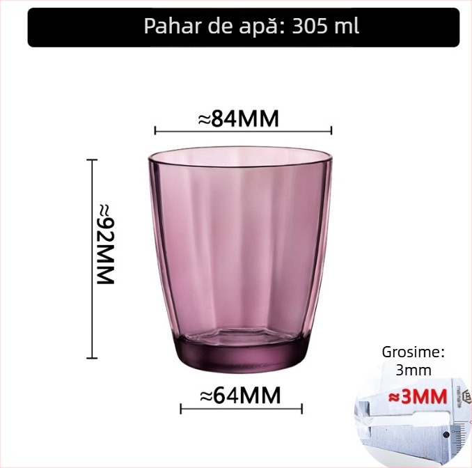 Set de pahare din sticlă soda-lime pentru periuța de dinți și apă de gură, cilindrice, culoare solidă, stil modern minimalist, șase piese