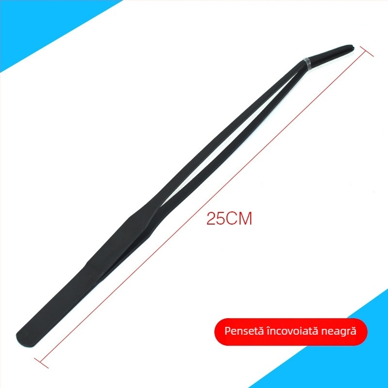 Set de unelte din oțel inoxidabil pentru acvariu: pensete pentru plante acvatice, lopățică plată pentru nisip și foarfecă (Material: oțel inoxidabil; Formă vârf: drept; Include: pensete, lopățică plată, foarfecă)