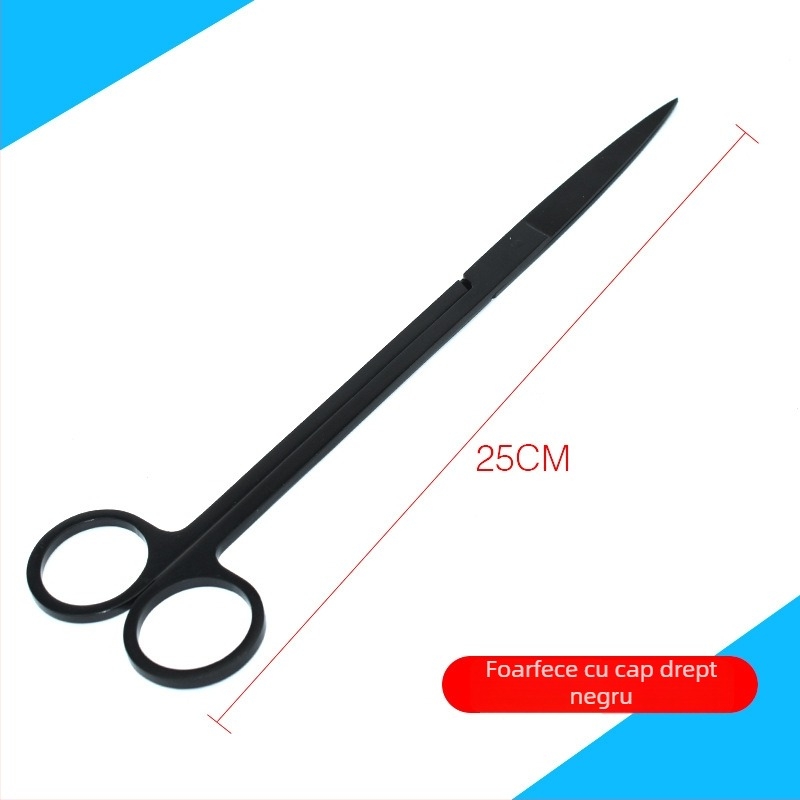 Set de unelte din oțel inoxidabil pentru acvariu: pensete pentru plante acvatice, lopățică plată pentru nisip și foarfecă (Material: oțel inoxidabil; Formă vârf: drept; Include: pensete, lopățică plată, foarfecă)