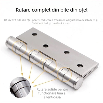 Balama din oțel inoxidabil 304, pliabilă pentru uși din lemn și mobilier, finisaj șlefuit, grosime 3 mm, model 3043, funcționare silențioasă