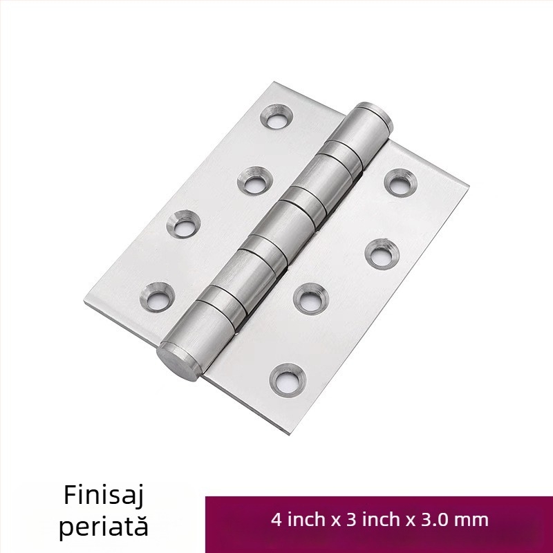 Balama din oțel inoxidabil 304, pliabilă pentru uși din lemn și mobilier, finisaj șlefuit, grosime 3 mm, model 3043, funcționare silențioasă