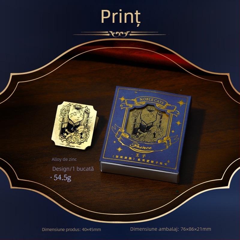 Clip pentru notebook din aliaj de zinc, cu motiv aristocrat de pisică – stil vintage, brand Yu xian, lansare 2025-11-14