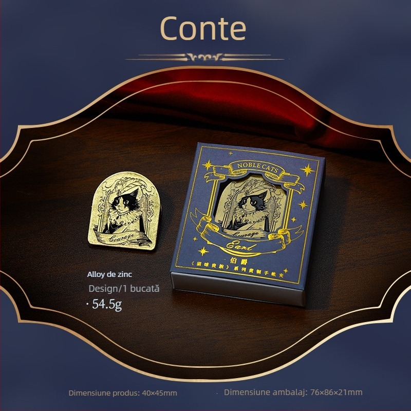 Clip pentru notebook din aliaj de zinc, cu motiv aristocrat de pisică – stil vintage, brand Yu xian, lansare 2025-11-14