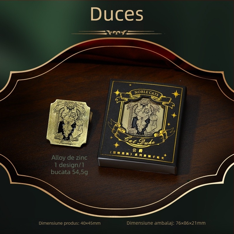 Clip pentru notebook din aliaj de zinc, cu motiv aristocrat de pisică – stil vintage, brand Yu xian, lansare 2025-11-14