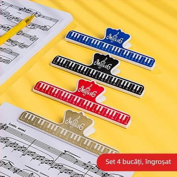 Clip pentru partituri, îngroșat și mai lat, din plastic, pentru pian, chitară, vioară și Erhu