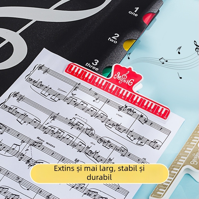 Clip pentru partituri, îngroșat și mai lat, din plastic, pentru pian, chitară, vioară și Erhu