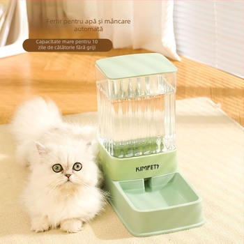 Hrănitoare și apă pentru pisici, cu dungi verticale transparente, demontabilă, capacitate mare, material PP