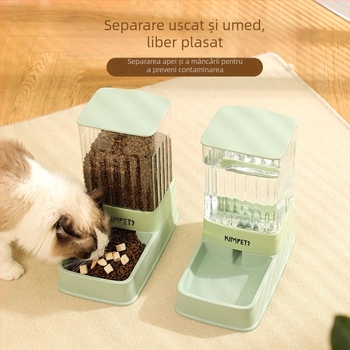 Hrănitoare și apă pentru pisici, cu dungi verticale transparente, demontabilă, capacitate mare, material PP