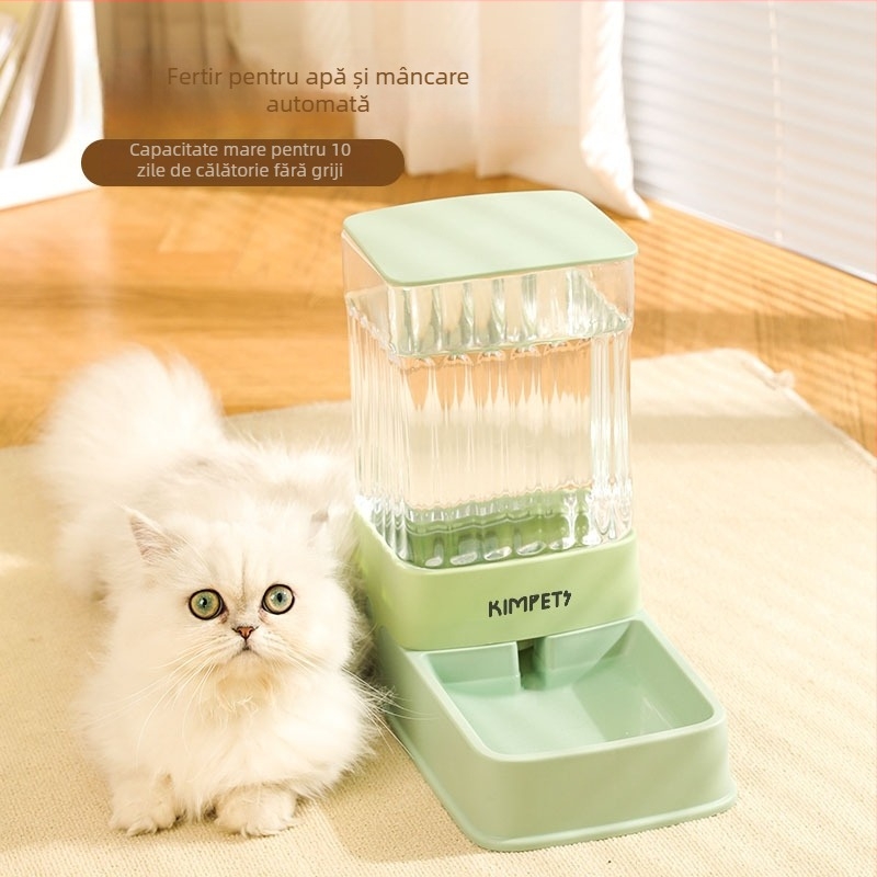 Hrănitoare și apă pentru pisici, cu dungi verticale transparente, demontabilă, capacitate mare, material PP