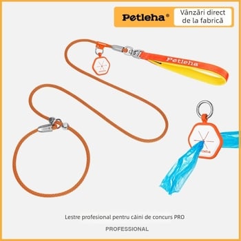 PETLEHA Lesă de dresaj pentru câini cu zgardă integrată, design non-telescopic, șnur din poliester și piese din aliaj de zinc