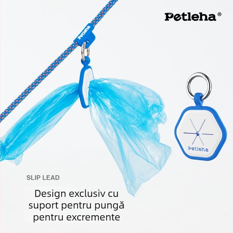 PETLEHA Lesă de dresaj pentru câini cu zgardă integrată, design non-telescopic, șnur din poliester și piese din aliaj de zinc