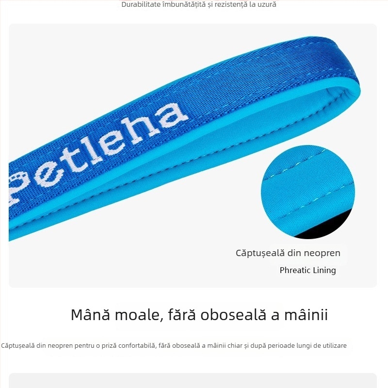 PETLEHA Lesă de dresaj pentru câini cu zgardă integrată, design non-telescopic, șnur din poliester și piese din aliaj de zinc