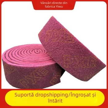 Burete abraziv pentru vase și boluri, bază din nylon, acoperire abrazivă cu emery, fibre de corind brun