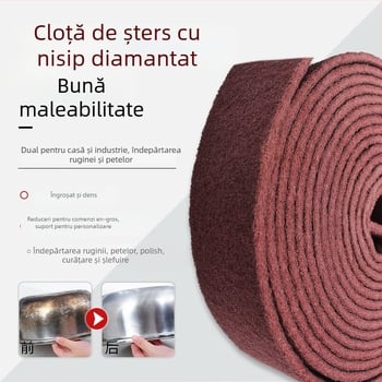 Burete abraziv pentru vase și boluri, bază din nylon, acoperire abrazivă cu emery, fibre de corind brun