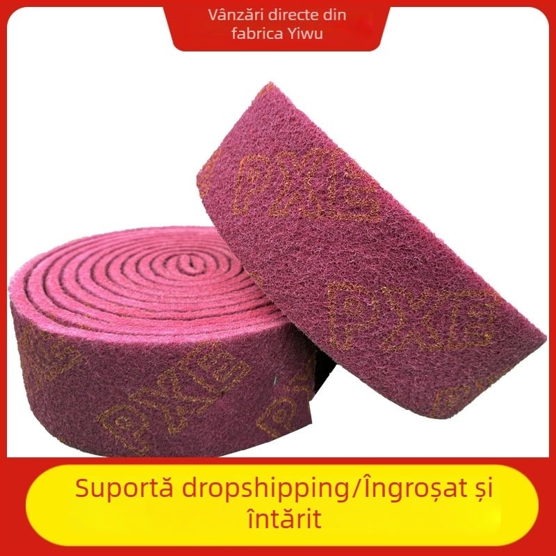 Burete abraziv pentru vase și boluri, bază din nylon, acoperire abrazivă cu emery, fibre de corind brun