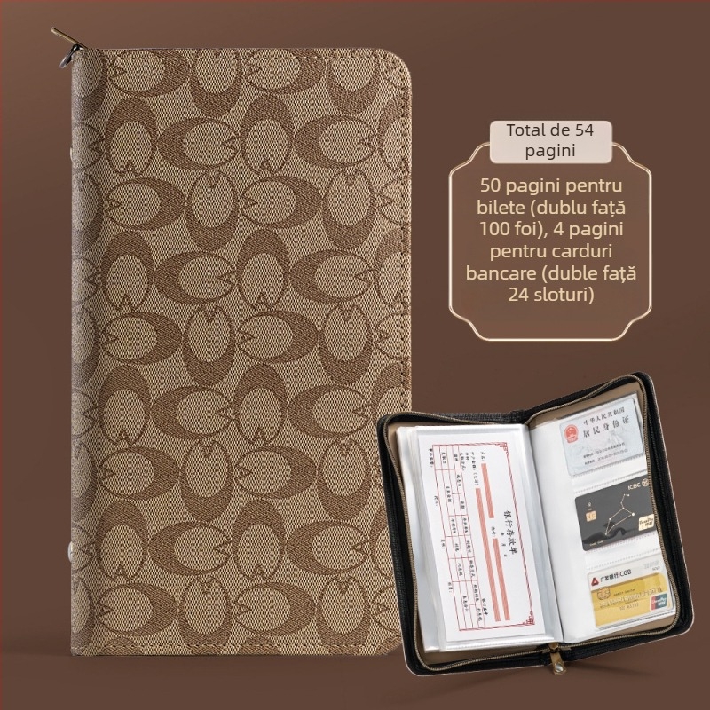 Organizator din piele, multifuncțional pentru chitanțe și depozite bancare, cu fermoar — model CDB0102100902, de la Multi-Collection