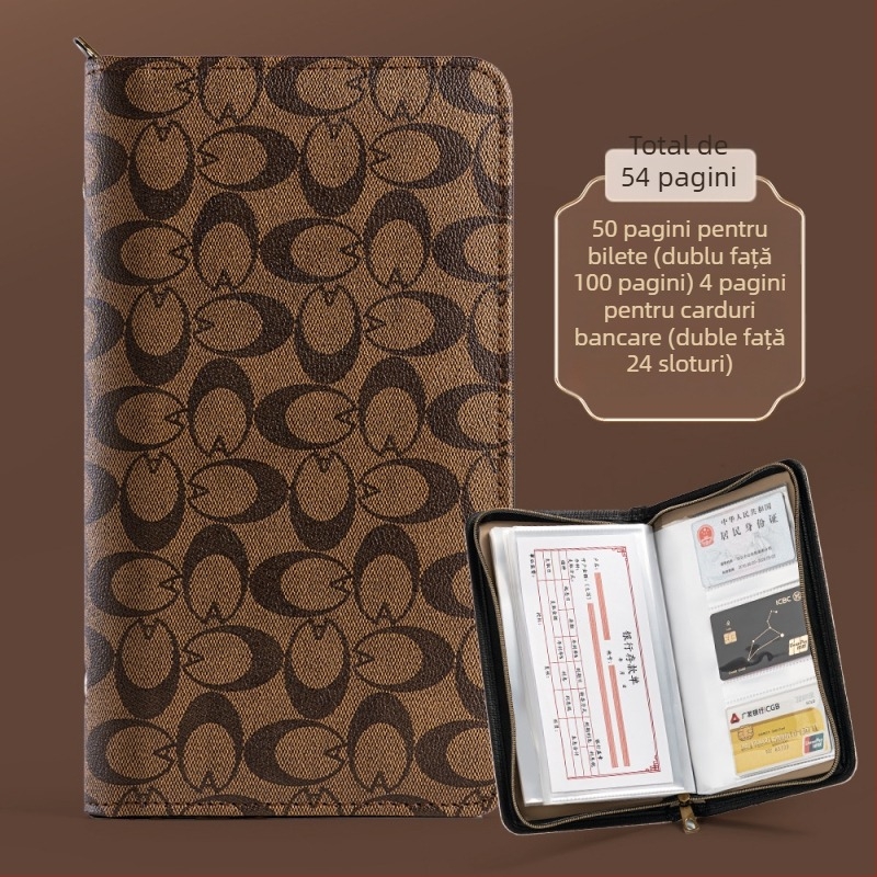 Organizator din piele, multifuncțional pentru chitanțe și depozite bancare, cu fermoar — model CDB0102100902, de la Multi-Collection