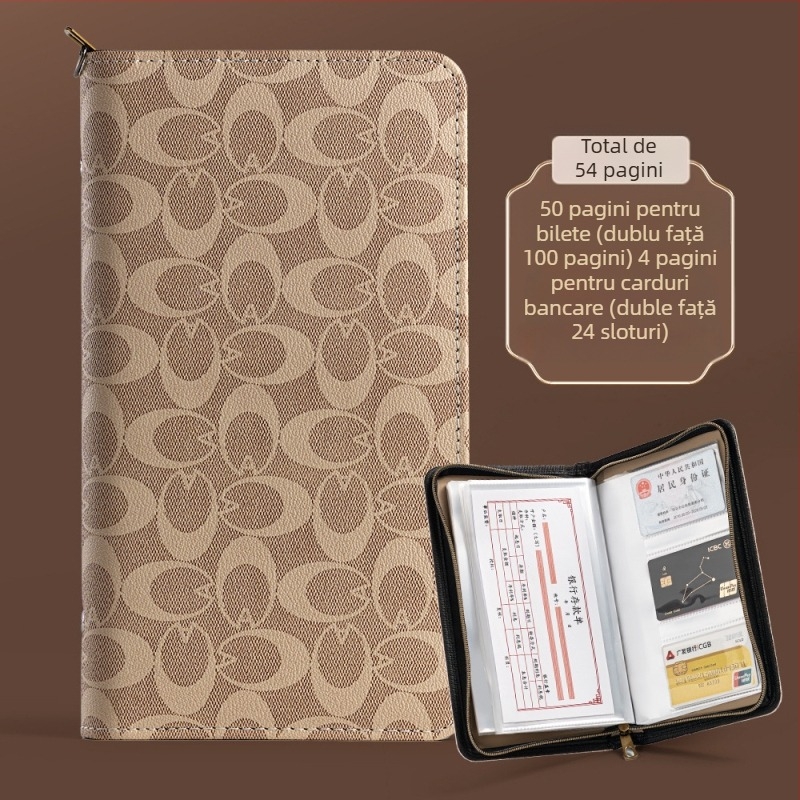 Organizator din piele, multifuncțional pentru chitanțe și depozite bancare, cu fermoar — model CDB0102100902, de la Multi-Collection