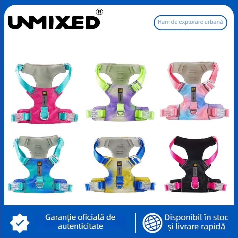 Ham de piept pentru câine, gradient, reglabil, rezistent la prindere, din poliester