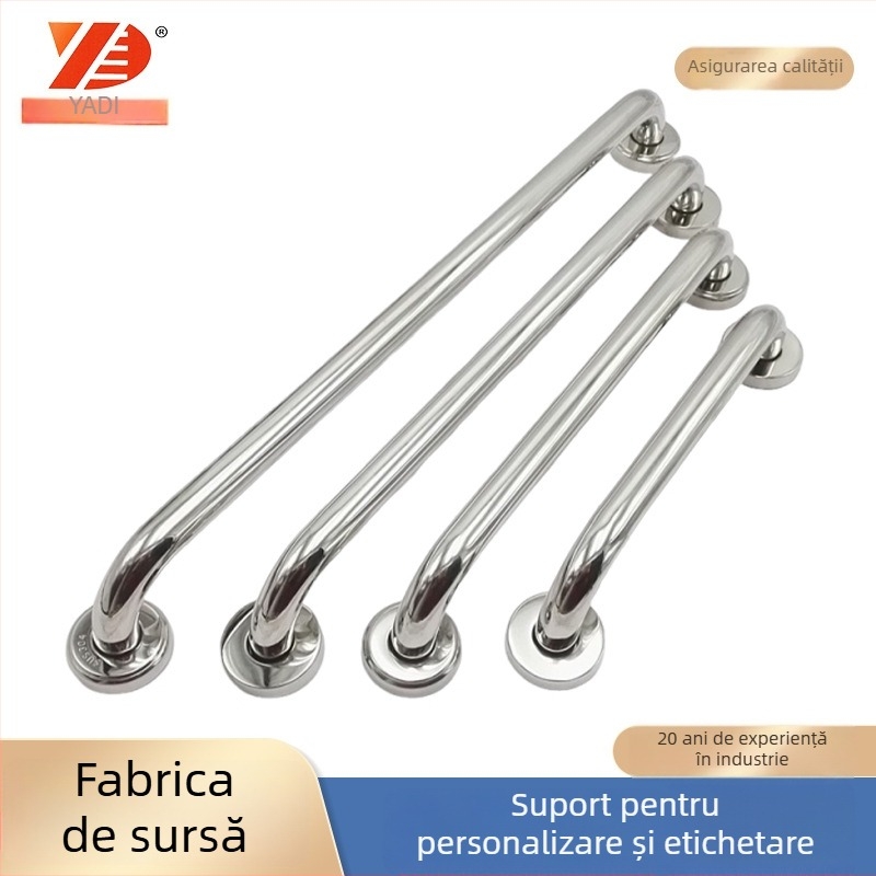 Mâner cotit din oțel inoxidabil 304 – formă arcuită, finisaj oglindă, mâner de siguranță, montaj expus