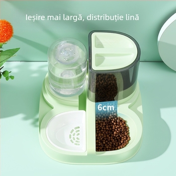 Fermător automat pentru pisici cu tavă integrată de apă și mâncare, material PP, brand Jiayou, model Semi-oval Feeder